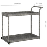 Bar Cart Grey 100x45x83 cm Poly Rattan - Rear View