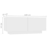 Bedside Cabinet White 100x35x40 cm Engineered Wood - Extra Image