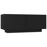 Bedside Cabinet Black 100x35x40 cm Engineered Wood - Front View