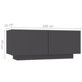 Bedside Cabinet Grey 100x35x40 cm Engineered Wood