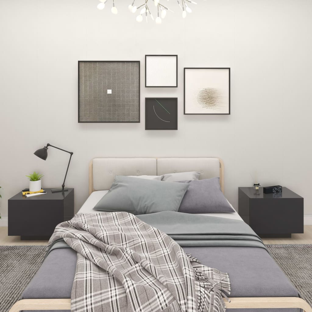 Bedside Cabinet Grey 100x35x40 cm Engineered Wood