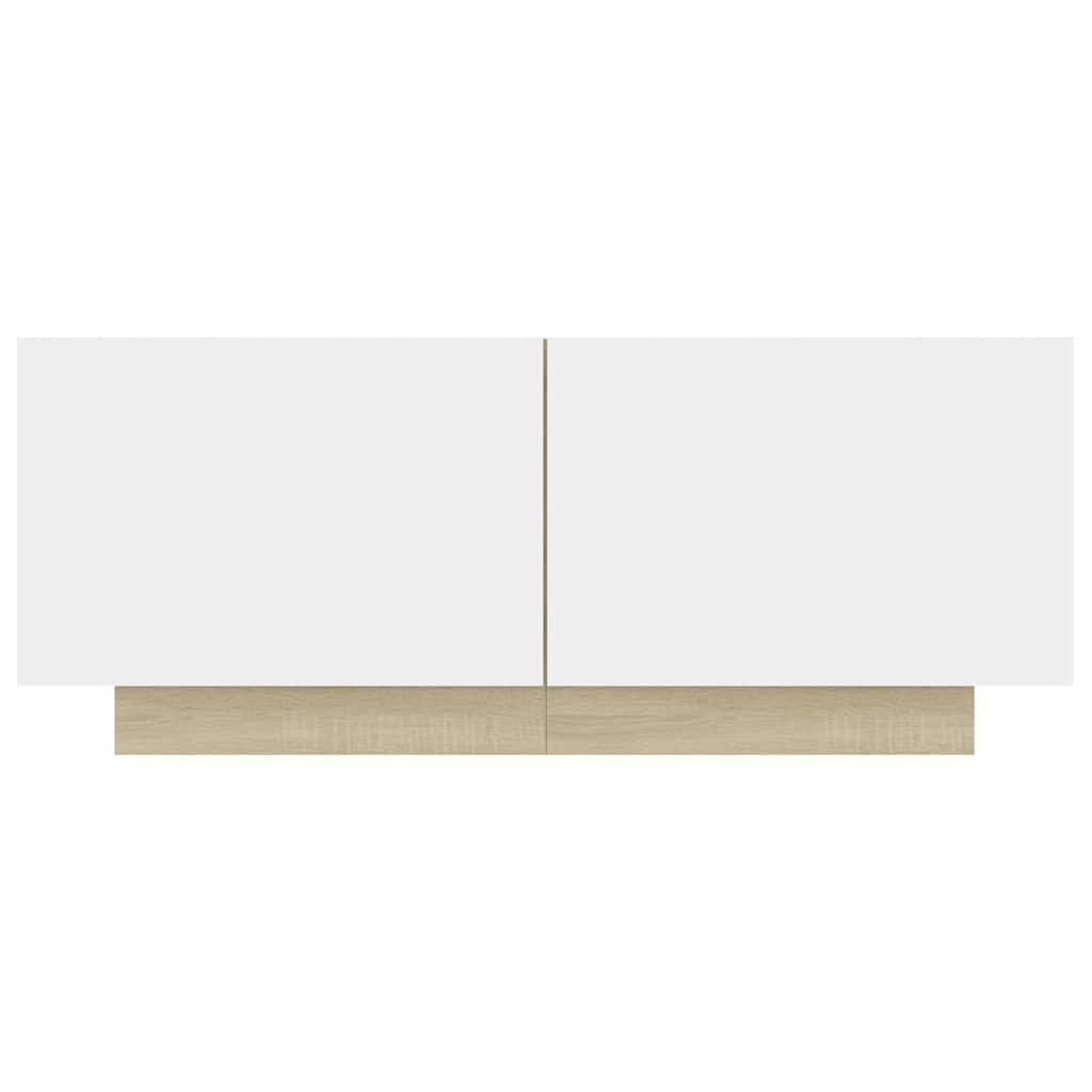 Bedside Cabinet White and Sonoma Oak 100x35x40 cm Engineered Wood