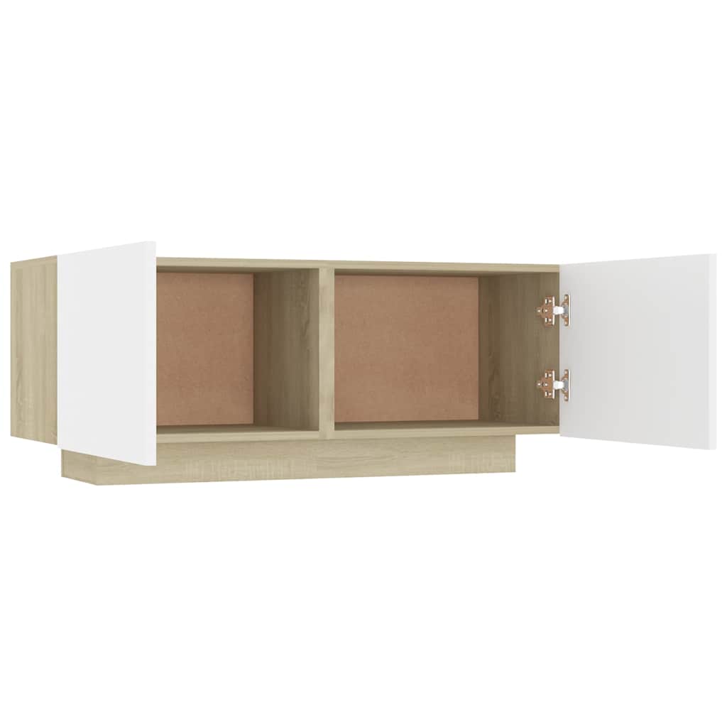 Bedside Cabinet White and Sonoma Oak 100x35x40 cm Engineered Wood