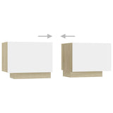 Bedside Cabinet White and Sonoma Oak 100x35x40 cm Engineered Wood
