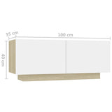 Bedside Cabinet White and Sonoma Oak 100x35x40 cm Engineered Wood