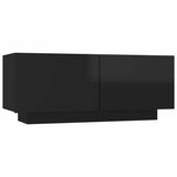 Bedside Cabinet High Gloss Black 100x35x40 cm Engineered Wood - Front View