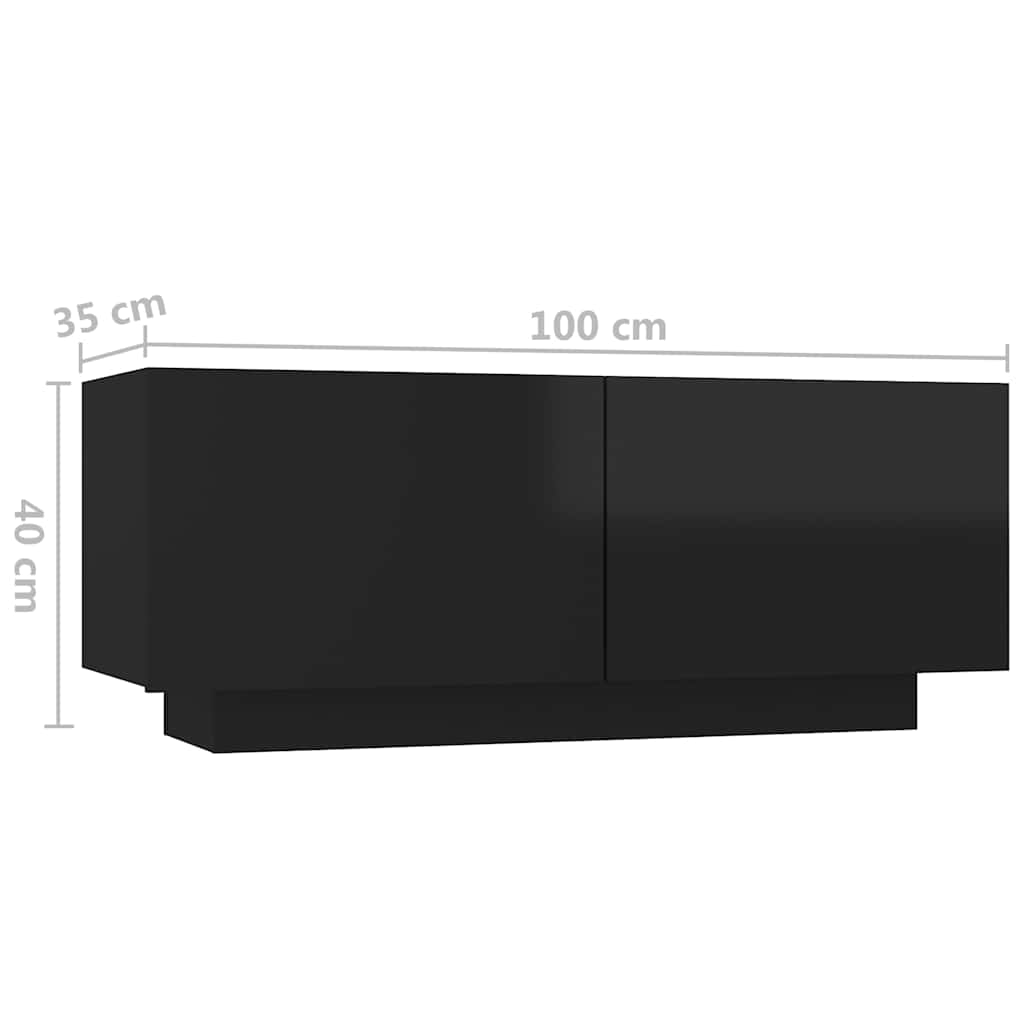 Bedside Cabinet High Gloss Black 100x35x40 cm Engineered Wood
