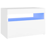 Bedside Cabinet & LED Lights White 60x35x40 cm Engineered Wood - Front View