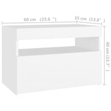 Bedside Cabinet & LED Lights White 60x35x40 cm Engineered Wood - Close-Up Angle