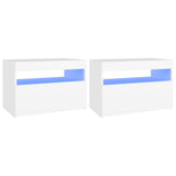 Bedside Cabinet & LED Lights 2 pcs White 60x35x40 cm Engineered Wood