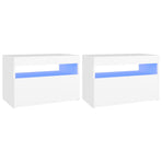 Bedside Cabinet & LED Lights 2 pcs White 60x35x40 cm