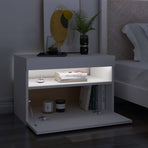 Bedside Cabinet & LED Lights 2 pcs White 60x35x40 cm