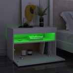 Bedside Cabinet & LED Lights 2 pcs White 60x35x40 cm
