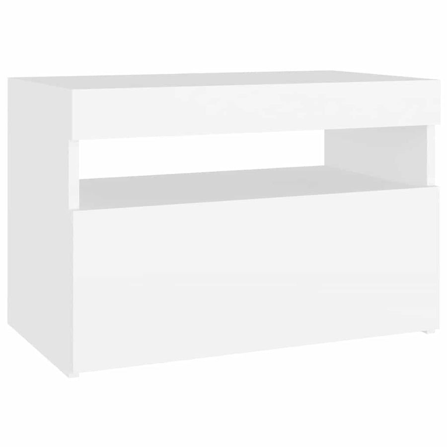 Bedside Cabinet & LED Lights 2 pcs White 60x35x40 cm