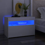Bedside Cabinet & LED Lights 2 pcs White 60x35x40 cm