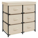 Storage Cabinet with 6 Drawers 55x29x55 cm Cream Steel - Front View