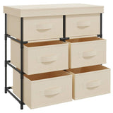 Storage Cabinet with 6 Drawers 55x29x55 cm Cream Steel - 45-Degree Angle