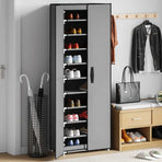 Shoe Cabinet Grey 60x30x166 cm Fabric