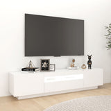 TV Cabinet with LED Lights White 180x35x40 cm - 45-Degree Angle
