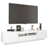 TV Cabinet with LED Lights White 180x35x40 cm - Rear View