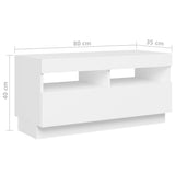TV Cabinet with LED Lights White 180x35x40 cm