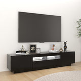 TV Cabinet with LED Lights Black 180x35x40 cm - Side View