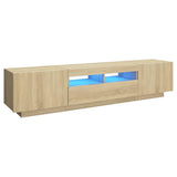 TV Cabinet with LED Lights Sonoma Oak 180x35x40 cm - Front View