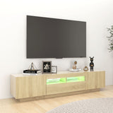 TV Cabinet with LED Lights Sonoma Oak 180x35x40 cm - Side View
