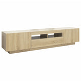 TV Cabinet with LED Lights Sonoma Oak 180x35x40 cm - Close-Up Angle