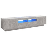 TV Cabinet with LED Lights Concrete Grey 180x35x40 cm - Front View