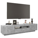 TV Cabinet with LED Lights Concrete Grey 180x35x40 cm - Rear View