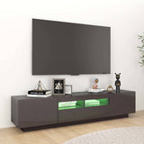 TV Cabinet with LED Lights High Gloss Grey 180x35x40 cm - Side View