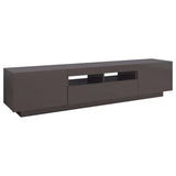 TV Cabinet with LED Lights High Gloss Grey 180x35x40 cm - Close-Up Angle