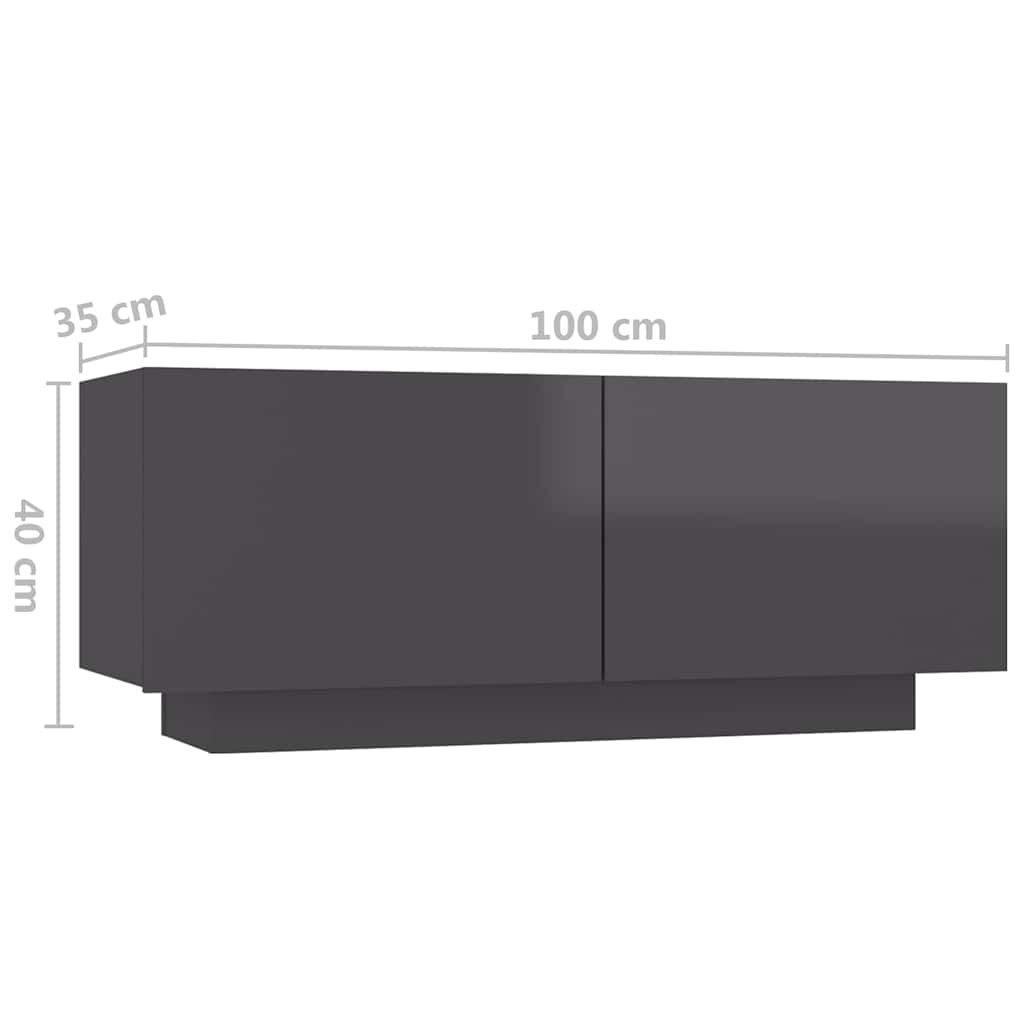 TV Cabinet with LED Lights High Gloss Grey 180x35x40 cm