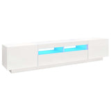 TV Cabinet with LED Lights White 200x35x40 cm