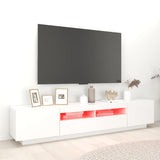 TV Cabinet with LED Lights White 200x35x40 cm - Side View