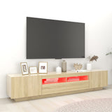 TV Cabinet with LED Lights Sonoma Oak 200x35x40 cm - Top-Down View