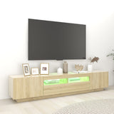 TV Cabinet with LED Lights Sonoma Oak 200x35x40 cm - 45-Degree Angle