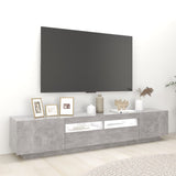 TV Cabinet with LED Lights Concrete Grey 200x35x40 cm - Side View