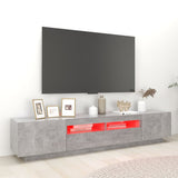 TV Cabinet with LED Lights Concrete Grey 200x35x40 cm - 45-Degree Angle
