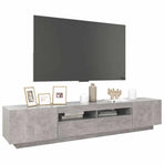 TV Cabinet with LED Lights Concrete Grey 200x35x40 cm