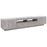 TV Cabinet with LED Lights Concrete Grey 200x35x40 cm - Close-Up Angle
