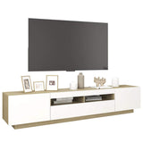 TV Cabinet with LED Lights White and Sonoma Oak 200x35x40 cm - Rear View