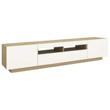TV Cabinet with LED Lights White and Sonoma Oak 200x35x40 cm