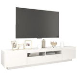 TV Cabinet with LED Lights High Gloss White 200x35x40 cm - Rear View
