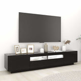 TV Cabinet with LED Lights High Gloss Black 200x35x40 cm - Side View
