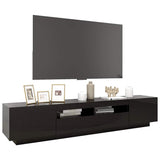 TV Cabinet with LED Lights High Gloss Black 200x35x40 cm