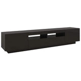 TV Cabinet with LED Lights High Gloss Black 200x35x40 cm - Close-Up Angle