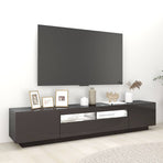 TV Cabinet with LED Lights High Gloss Grey 200x35x40 cm