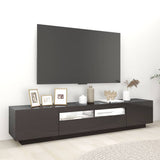 TV Cabinet with LED Lights High Gloss Grey 200x35x40 cm - Side View